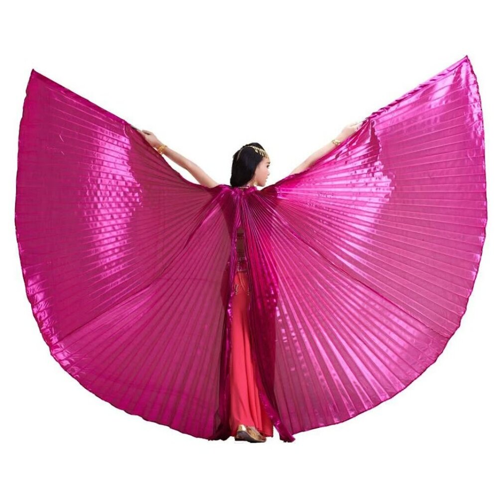 Beautiful Pink Bellydance Isis Wings with Sticks & Carry case